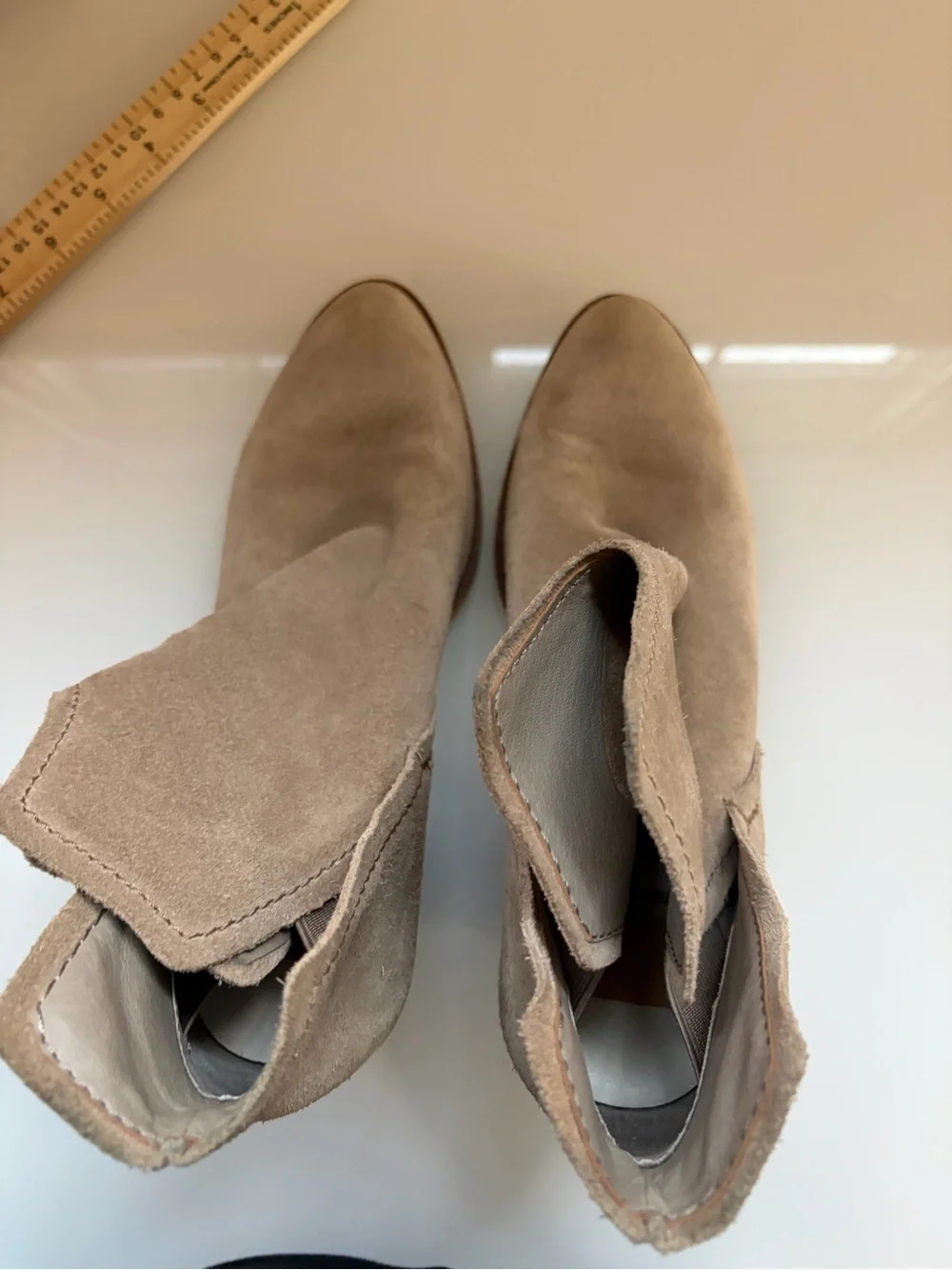 Dolce Vita Taupe Suede Ankle Booties with Block Heel